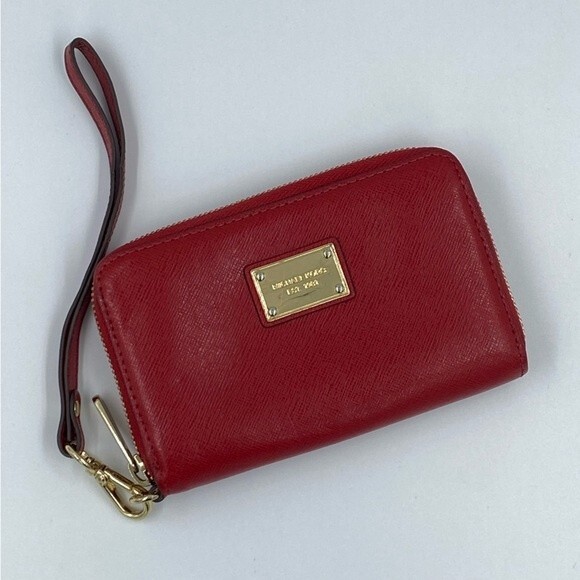Michael Kors Red Leather Tech Wristlet Wallet - Picture 1 of 3